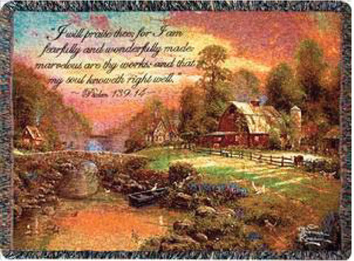 Sunset at Riverbend Farm Tapestry Throw