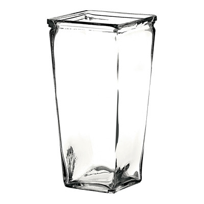 Item Number:  3368-12-09
Description:  9" Tapered Square Vase
Color:   Crystal
Pack Size:   12
Base:   3 in
Opening:   4 in
