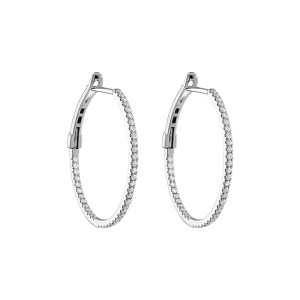 Classic Diamond Round In/Out Hoop Earrings.  SKU: 810951.  Available at DiamondBayJewelers.com Classic Diamond Round In/Out Hoop Earrings.  SKU: 810951.  Available at DiamondBayJewelers.com