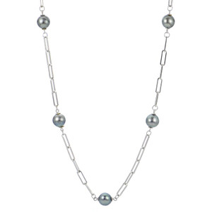 Sterling Silver Tahitian Pearl Paperclip Necklace.  SKU: 668187.  Available at DiamondBayJewelers.com Sterling Silver Tahitian Pearl Paperclip Necklace.  SKU: 668187.  Available at DiamondBayJewelers.com