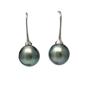 18KW South Sea Tahitian Pearl Earrings 10mm.  SKU: 160000.  Available at DiamondBayJewelers.com