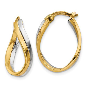 14k Two-tone Polished Hoop Earrings.  SKU: 213232.  Available at DiamondBayJewelers.com