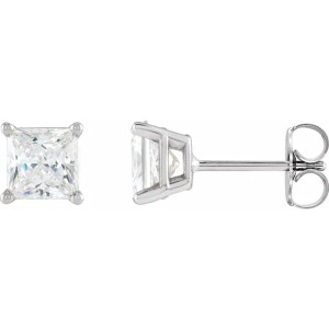 14k white gold princess cut diamond stud earrings SKU:0124553 available at www.diamondbayjewelers.com 14k white gold princess cut diamond stud earrings SKU:0124553 available at www.diamondbayjewelers.com