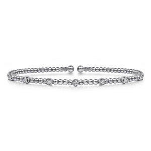 14K White Gold Bujukan Diamond Stations Bangle SKU:4042403 available at www.diamondbayjewelers.com