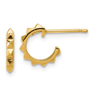 14K YG Italian Gold Pyramid Huggie Hoop Earrings SKU:03102403 available at www.diamondbayjewelers.com