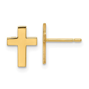14k Polished Cross Earrings SKU:2052501 available at www.diamondbayjewelers.com