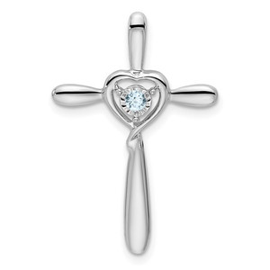 10k White Gold Aquamarine Cross with Heart Chain SlideSKU:3052503 available at www.diamondbayjewelers.com 10k White Gold Aquamarine Cross with Heart Chain SlideSKU:3052503 available at www.diamondbayjewelers.com