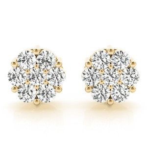 14K Yellow Gold Diamond Cluster Earrings  1.00 CTW.  SKU: 702701DU2.  Available at DiamondBayJewelers.com 14K Yellow Gold Diamond Cluster Earrings  1.00 CTW.  SKU: 702701DU2.  Available at DiamondBayJewelers.com
