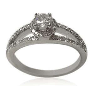 14KW Eng Ring .25ct Rd .46ctw Sides