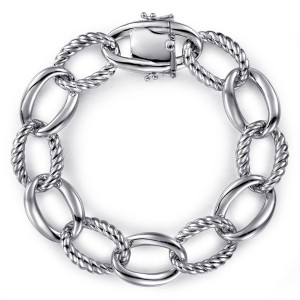 Gabriel & Co. 925 Sterling Silver Rope Link Chain Bracelet.  SKU: 11124.  Available at DiamondBayJewelers.com