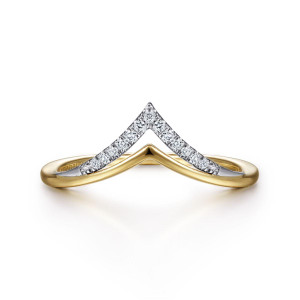 Gabriel & Co. 14K White-Yellow Gold Diamond Chevron Ring.  SKU: 11040.  Available at DiamondBayJewelers.com LR51826M45JJ