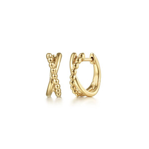 Gabriel & Co. 14K Yellow Gold Bujukan Twisted Huggie Earrings.  SKU: 10931.  Available at DiamondBayJewelers.com EG14001Y4JJJ