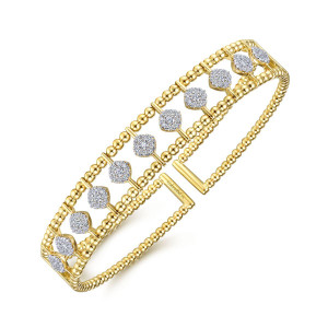 Gabriel & Co. 14K Yellow Gold Bujukan Diamond Cuff Bangle. SKU: 10897. Available at DiamondBayJewelers.com Gabriel & Co. 14K Yellow Gold Bujukan Diamond Cuff Bangle. SKU: 10897. Available at DiamondBayJewelers.com
