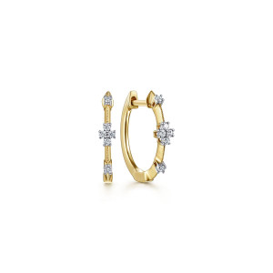 Gabriel & Co. 14K Yellow Gold 15mm Diamond Station Huggie Earrings. SKU: 10926. Available at DiamondBayJewelers.com Gabriel & Co. 14K Yellow Gold 15mm Diamond Station Huggie Earrings. SKU: 10926. Available at DiamondBayJewelers.com