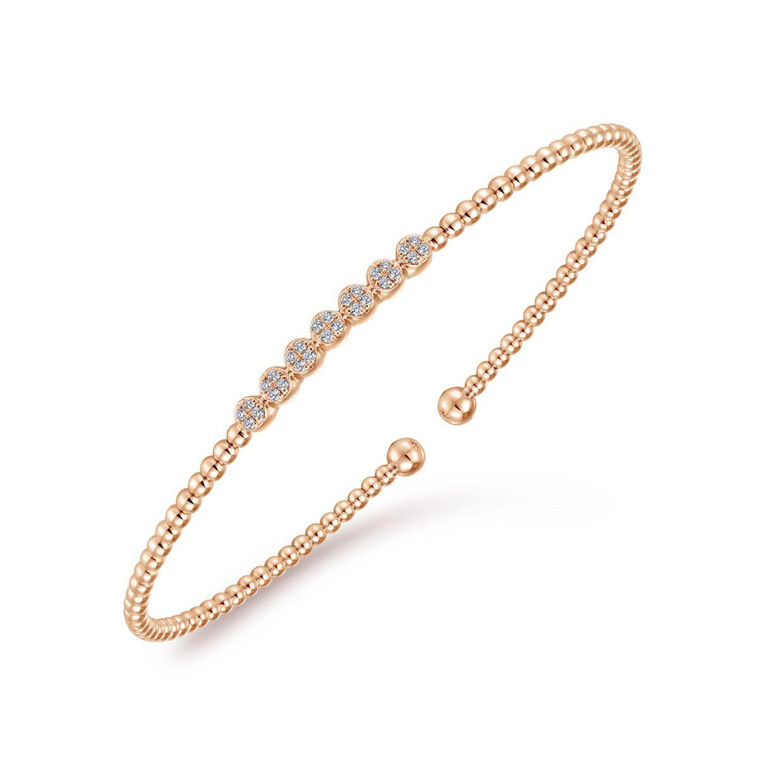 Gabriel & Co. 14K Rose Gold Bujukan Bead and Cluster Diamond Bangle.  SKU: 10894.  Available at DiamondBayJewelers.com BG4116-62K45JJ