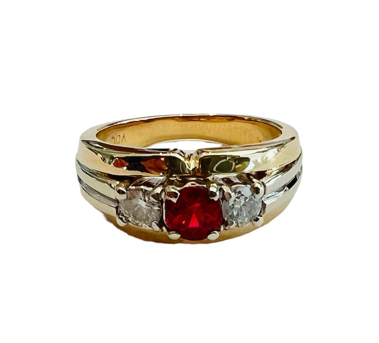14k Two-tone Ruby and Diamond Ring