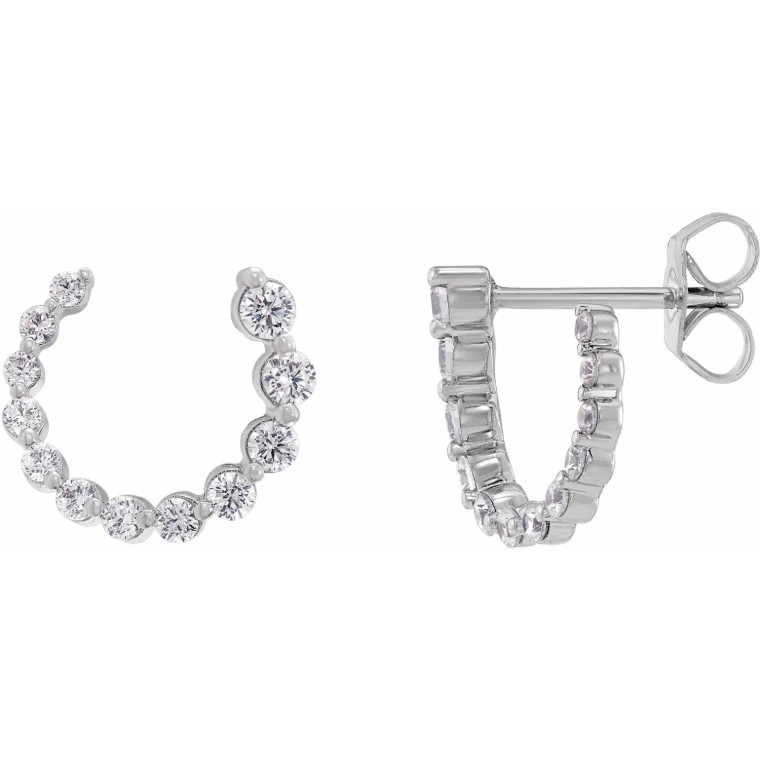 14K White Gold Diamond Swirl Post Earring.  SKU:1042407.  Available at DiamondBayJewelers.com