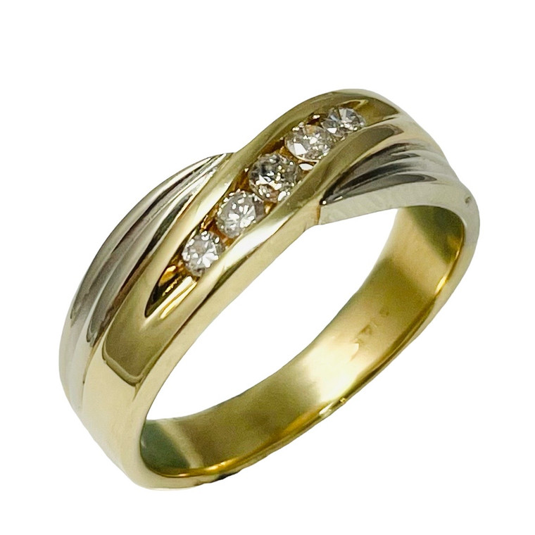 14K Two-Tone Crisscross Diamond Ring Band .30ctw.  SKU: 230226.  Available at DiamondBayJewelers.com