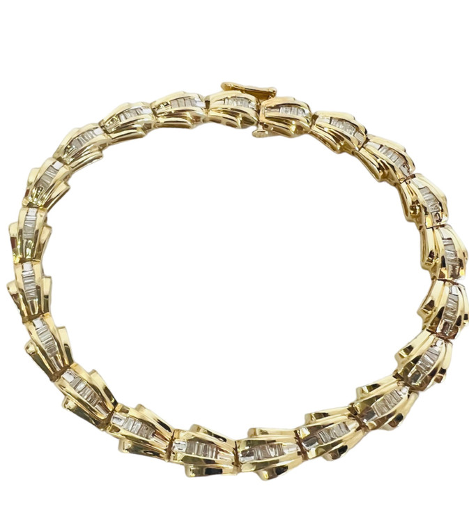 Diamond Baguette Bracelet with 14k Gold.  SKU: 798456.  Available at DiamondBayJewelers.com