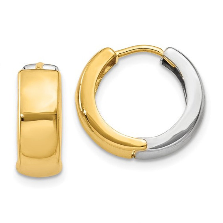 14k Two-tone Hinged Hoop Earrings.  SKU: 382910.  Available at DiamondBayJewelers.com