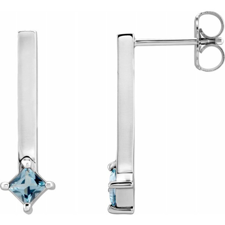 14K White Blue Topaz Bar Drop Earrings.  SKU: 87023.  Available at DiamondBayJewelers.com