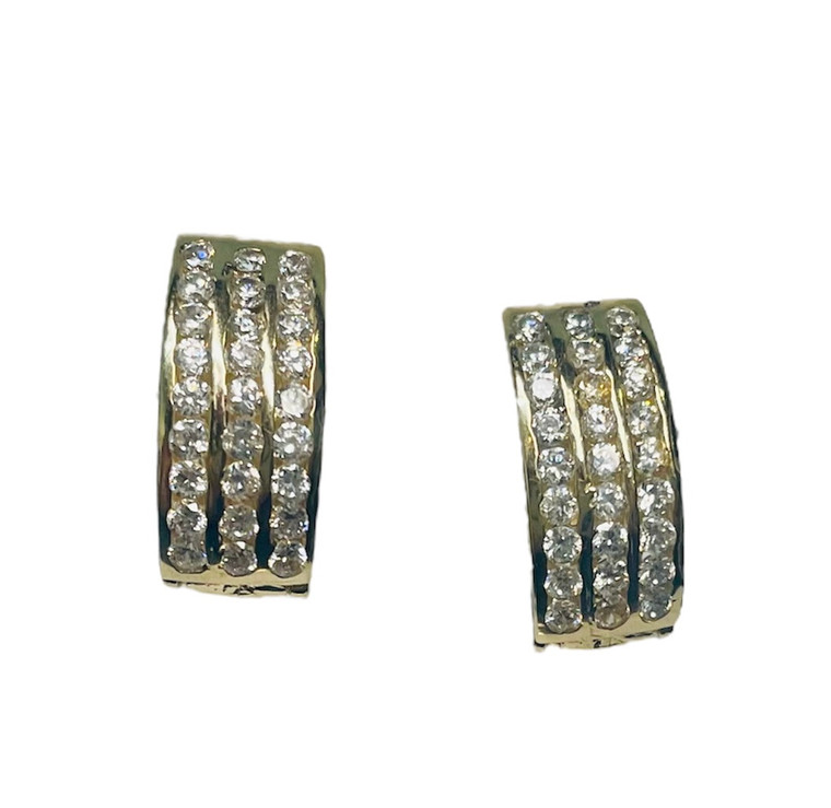 14K Yellow Gold Cubic Zirconium Hoop Earrings.  SKU: 128736.  Available at DiamondBayJewelers.com