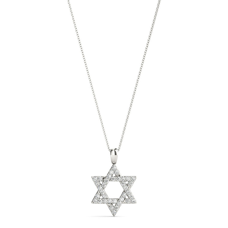 14K White Gold Diamond Star of David Necklace.  SKU: 1943680.  Available at DiamondBayJewelers.com