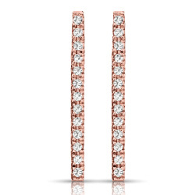 14K Rose Gold Diamond Bar Earrings.  SKU: 2068484.  Available at DiamondBayJewelers.com