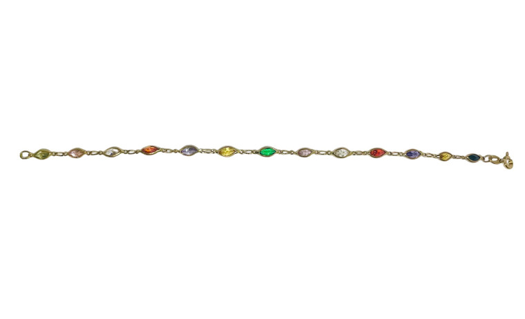 14K Yellow Gold & Multicolor CZ Bracelet.  SKU: 123081.  Available at DiamondBayJewelers.com