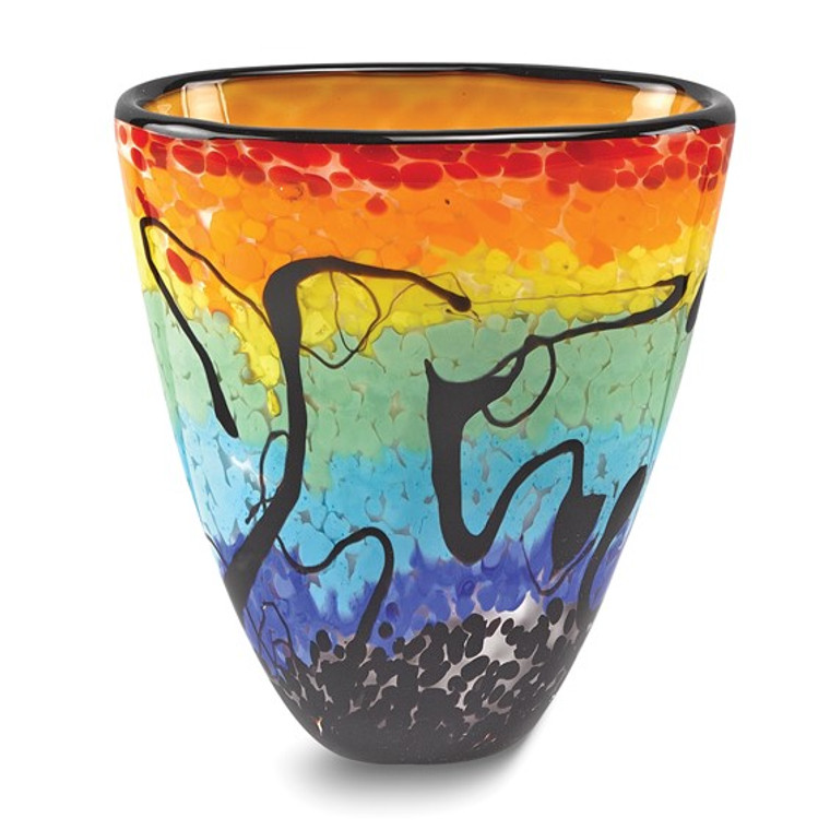 Badash Allura Handcrafted Rainbow Murano Style Glass 8in Oval Vase.  SKU: 001001.  Available at DiamondBayJewelers.com