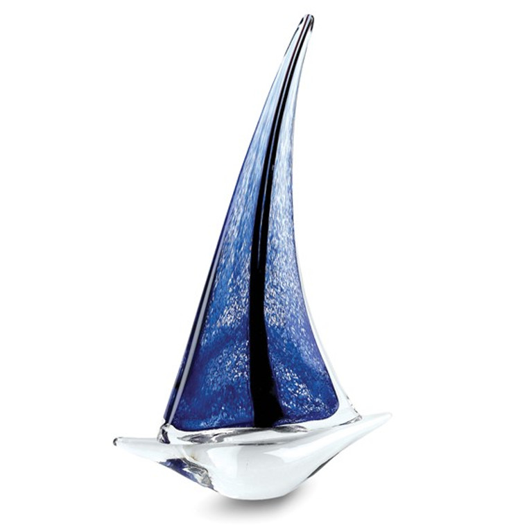 Badash Artistic Blue Sailboat Handcrafted Glass Figurine.  SKU: 001007.  Available at DiamondBayJewelers.com