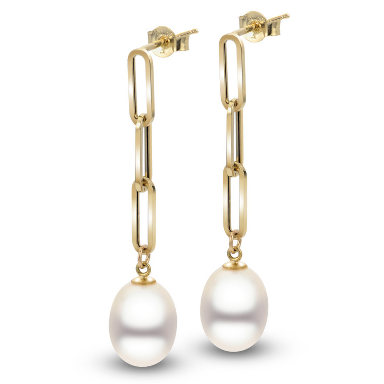 14K Gold Dangle Pearl Earrings.  SKU: 928808. Available at DiamondBayJewelers.com