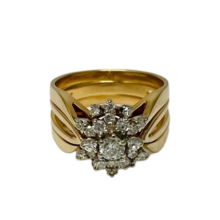 14KY Split Shank Diamond Cluster Ring.  SKU: 456025.  Available at DiamondBayJewelers.com