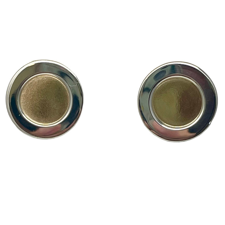 18K and Sterling Silver Circle Post Earrings.  SKU: 456031.  Available at DiamondBayJewelers.com
