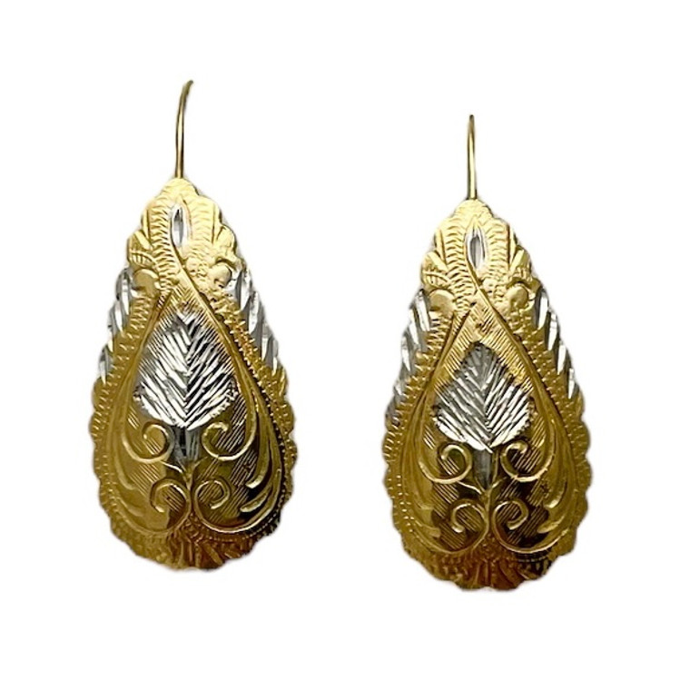 10KY Floral Hanging Earrings.  SKU: 765006.  Available at DiamondBayJewelers.com