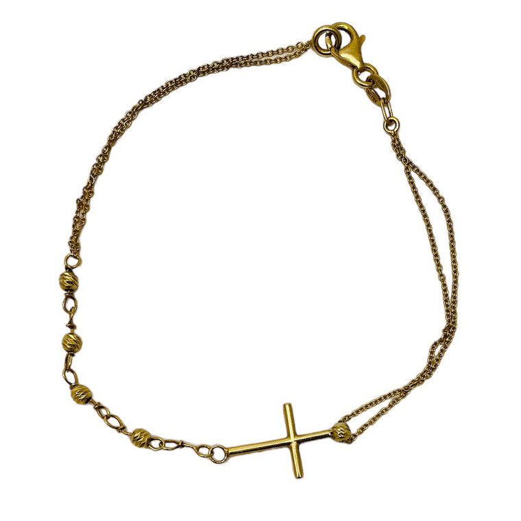 14KY Cross Bracelet.  SKU: 765010.  Available at DiamondBayJewelers.com