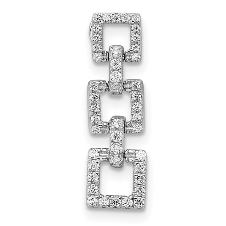 14k White Gold Square Diamond Dangle Slide with Adjustable Chain.  SKU: 457005.  Available at DiamondBayJewelers.com