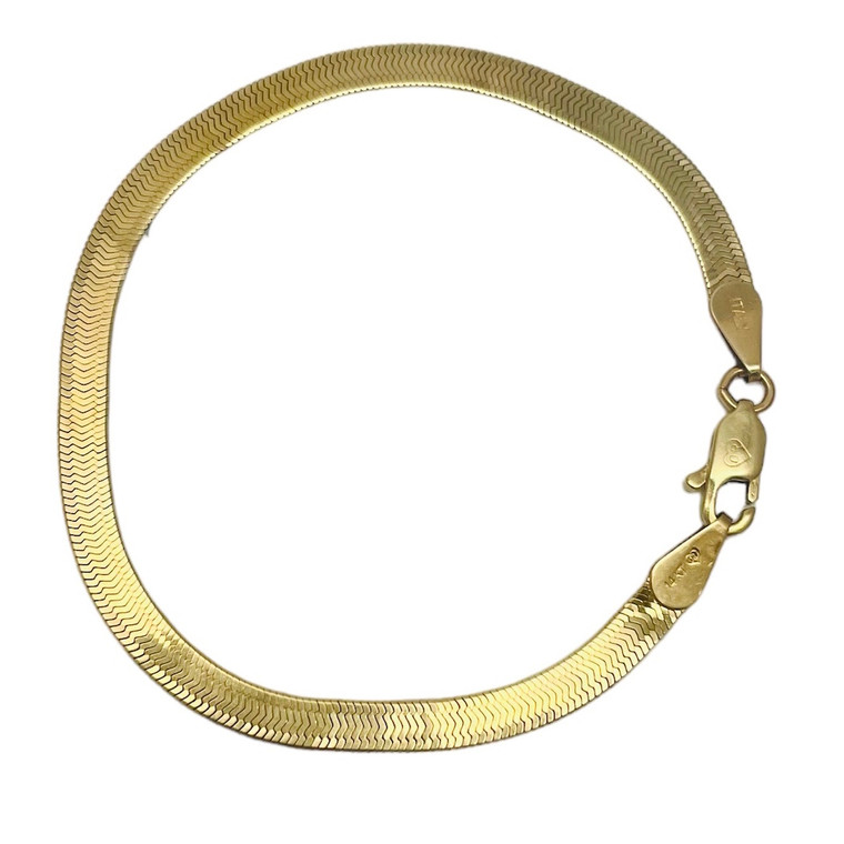 14K Herringbone Chain Bracelet.  SKU: 457006.  Available at DiamondBayJewelers.com
