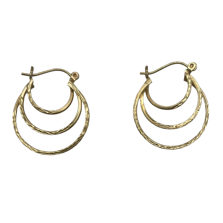 10K Triple Hoop Earrings.  SKU: 987019.  Available at DiamondBayJewelers.com