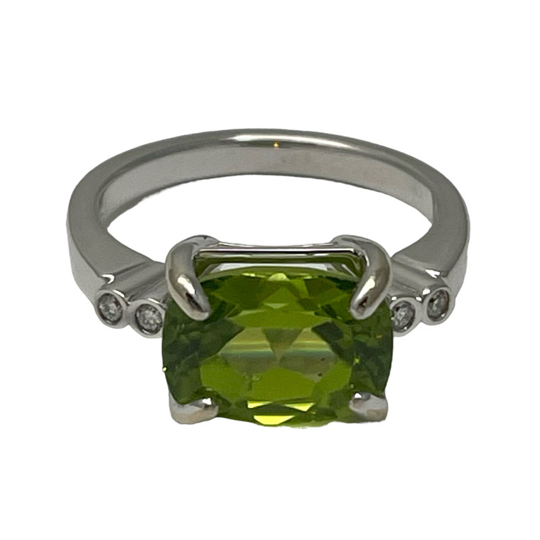 14KW Peridot and Diamond Ring.  SKU: 876002.  Available at DiamondBayJewelers.com