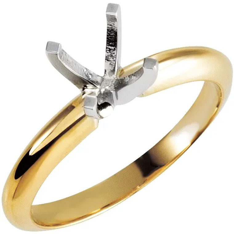 14K Yellow & White 6.5 mm Round Engagement Ring Mounting.  SKU: 140040.  Available at DiamondBayJewelers.com