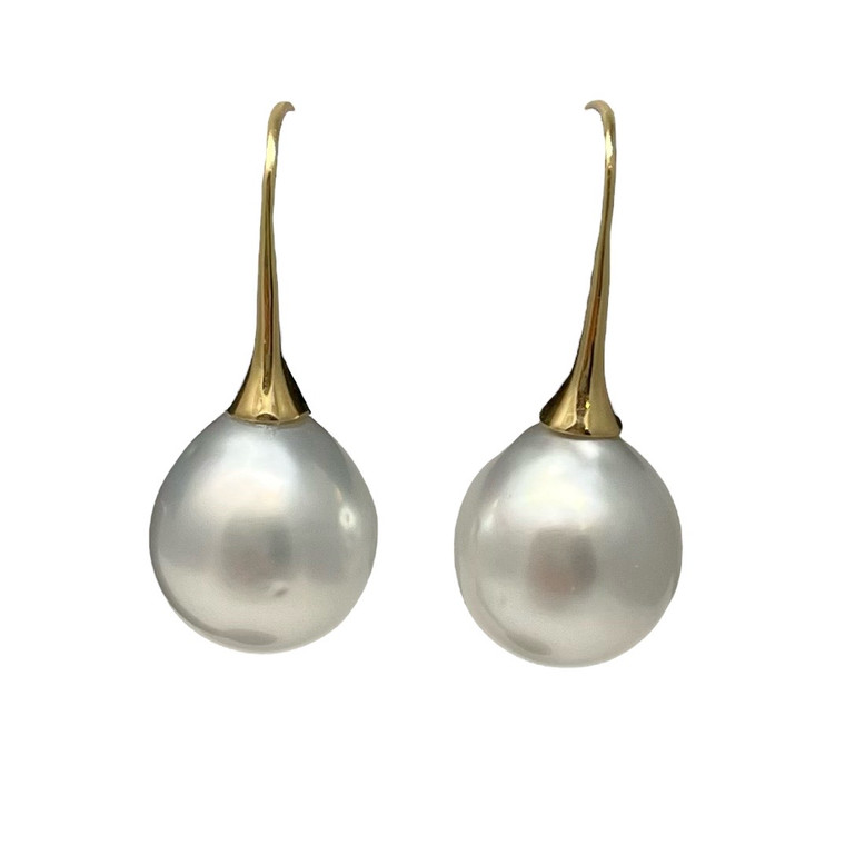 18KY South Sea Pearl Earrings 10mm.  SKU: 160002.  Available at DiamondBayJewelers.com