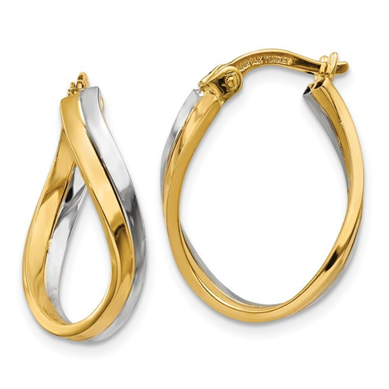 14k Two-tone Polished Hoop Earrings.  SKU: 213232.  Available at DiamondBayJewelers.com