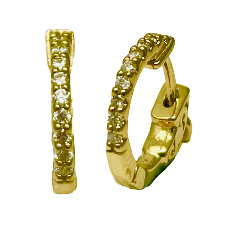 14K Yellow Gold Diamond Huggie Earrings .18ctw.  SKU: 114712.  Available at DiamondBayJewelers.com