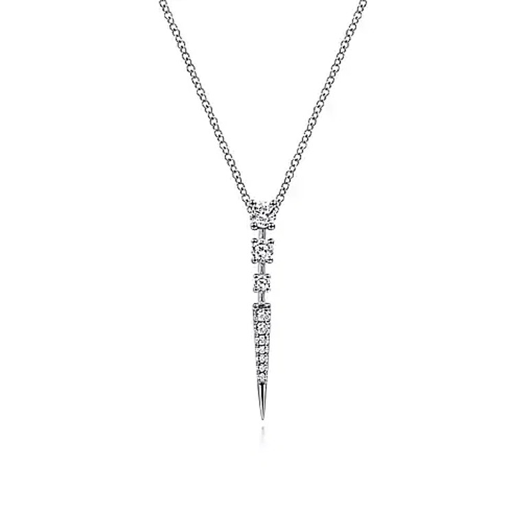 14K White Gold Diamond Spike Pendant Drop Necklace.  SKU: 821168.  Available at DiamondBayJewelers.com NK6187W45JJ