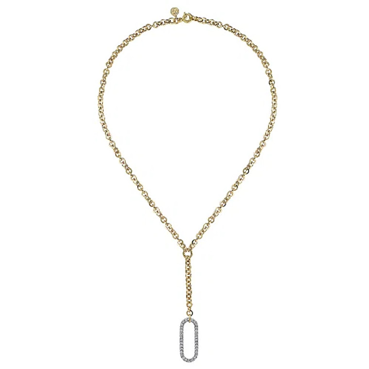14K Yellow Gold Tube Link Diamond Necklace GABRIEL & CO. Style : NK736618MM45JJ SKU: 1829908 available at Diamondbayjewelers.com