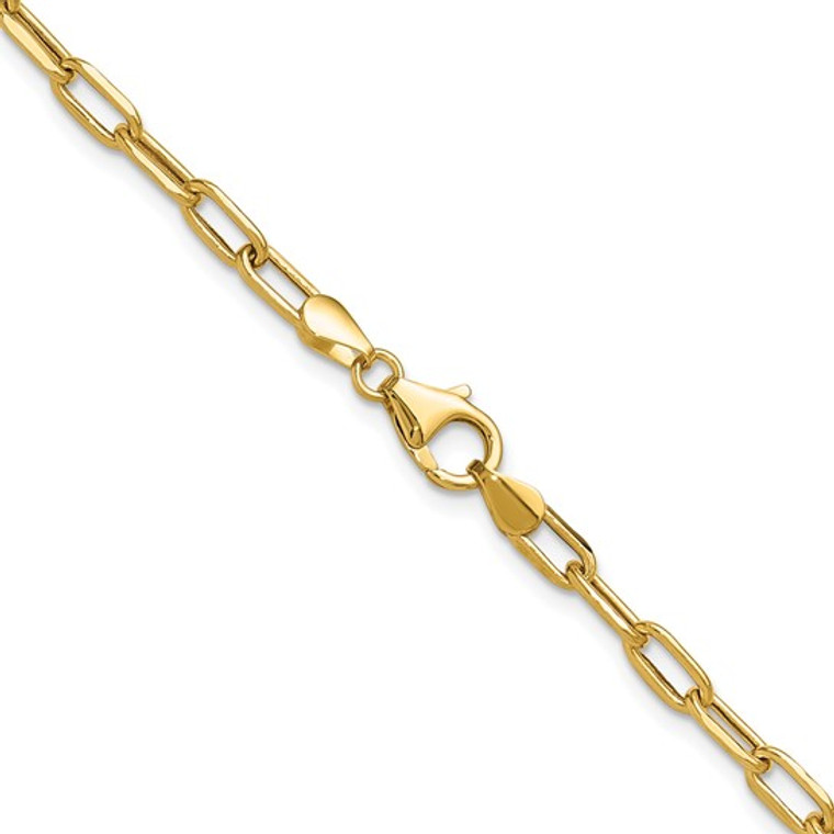 Ladies 14k Yellow Gold 3.7mm Semi-Solid Beveled Diamond Cut Paperclip Chain SKU:727718 Available at diamondbayjewelers.com