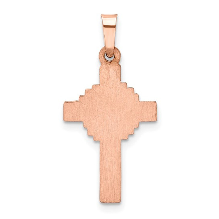 14k Two-tone Textured Hollow Cross Pendant SKU:XR1225 Available at diamondbayjewelers.com