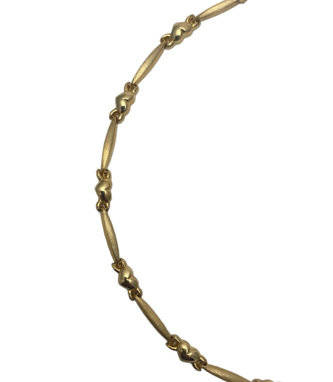 14K Yellow gold heart link Bracelet available at diamondbayjewelers.com SKU:1439249