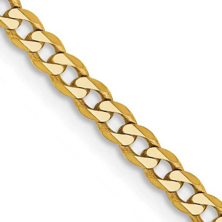 14K yellow Gold beveled edge curb chain 24 inch available at www.diamondbayjewelers.com SKU:0202241